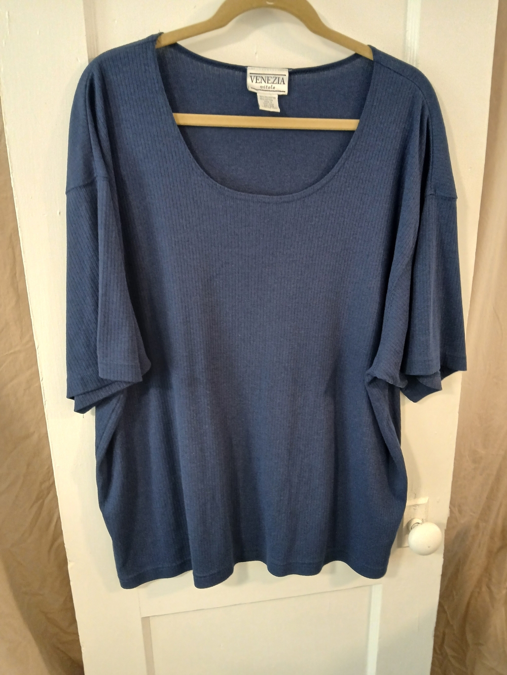 Venezia Relaxed Scoop Neck Short Sleeve Top - Dusty Blue
